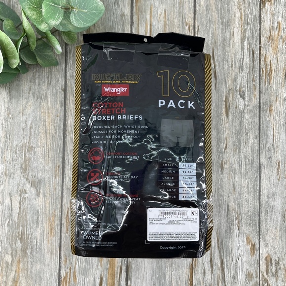 Men’s Wrangler Rustler Everyday Comfort Boxer Briefs Underwear 10-Pack Size M - Picture 3 of 11